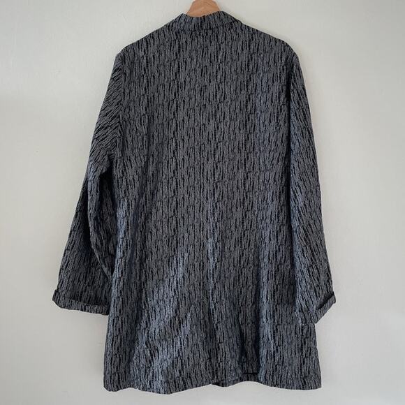 Vtg 90s SUN KIM Black White Patterned Jacquard Button Up Blazer Jacket Sz XL USA - Picture 2 of 14